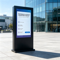 Layar LCD Digital Signage 65 Inci untuk Luar Ruangan, Kecerahan Tinggi 2000nit, Tahan Air IP65, Model Berdiri, untuk Iklan dan Poster
