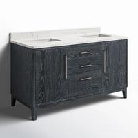 Kabinet Vanity Kamar Mandi Kayu Solid Modern Mewah dari Kayu Walnut Red Oak dengan Lampu LED