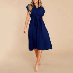 Robe d'été à manches courtes pour femmes, couleur unie, décontractée, tunique longue, boutique, magnifique, émeraude, manches courtes, mi-longue