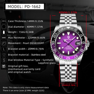 Reloj Mecánico de Lujo Pagani Design V3 GMT, Cristal de Zafiro, Acero Inoxidable, 100m Resistente al Agua, Reloj Automático para Hombre de Negocios - Product Image 2