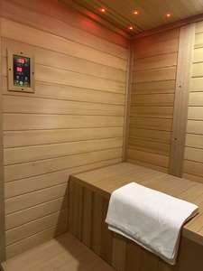 4-6 Person Outdoor Square Traditional Black <b>Steam</b> <b>Sauna</b>, Interior Canadian Red Cedar and Exterior Hemlock Wood Construction - Product Image 5