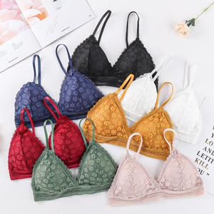 Triangolo intimo floreale pizzo Bralette Crop Top donna pizzo Bralette reggiseno Sexy Lingerie reggiseno <span class=keywords><strong>senza</strong></span> cuciture imbottito <span class=keywords><strong>senza</strong></span> fili - Product Image 1