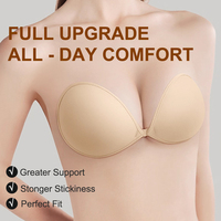 Soutien-gorge invisible push-up sexy pour femme, auto-adhésif en silicone, fermeture avant, sans bretelles ni dos