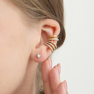 Ensemble collier et boucles d'oreilles en zircon en forme de cœur, plaqué or 18 carats, acier inoxydable, pour femme, bijoux à porter au quotidien - Product Image 2