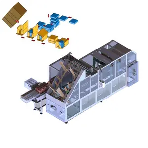 Automatic wrap round case packer carton open-packer-close-strapping-palletizing