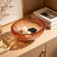 Bol de rangement en verre ambré gaufré pour entrée, coupelle décorative pour clés et bijoux, idéal pour la décoration de table à la maison