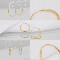 Bijoux fins, boucles d'oreilles en or véritable 14 carats, design classique et tendance, boucles d'oreilles rondes en or massif 14 carats, bijoux pour femmes