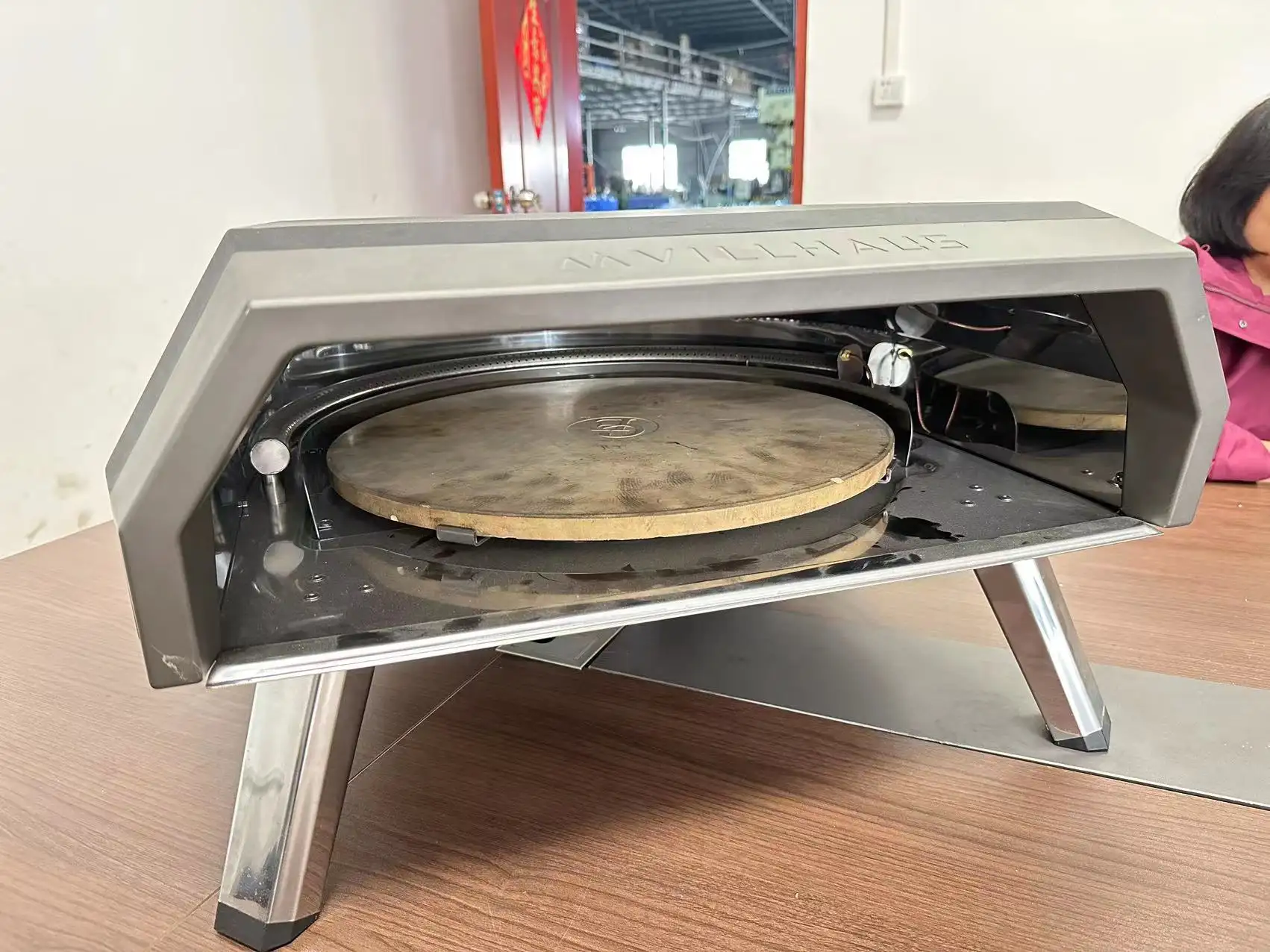 Forno a gás moderno para uso externo, forno de pizza portátil de aço inoxidável para churrasco, churrasqueira para uso interno e externo