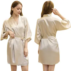 Luxury Satin Silk Robe Women Bride Bridesmaid Night Grown Wedding Party Women Sleepwear Morning Dress Kimono Bridal Robes