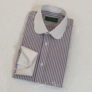 RTS/OEM 100% algodón para hombre camisa <span class=keywords><strong>de</strong></span> <span class=keywords><strong>vestir</strong></span> a rayas con <span class=keywords><strong>cuello</strong></span> blanco puño <span class=keywords><strong>cuello</strong></span> redondo estilo <span class=keywords><strong>italiano</strong></span> camisa Formal para hombre Slim Fit - Product Image 3