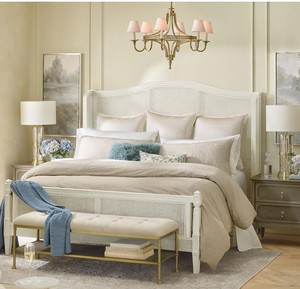 <span class=keywords><strong>Letto</strong></span> in Quercia Massiccia di Design <span class=keywords><strong>Francese</strong></span> con Testiera in Rattan Morbido Ecologico, Disponibile nelle Misure Full/Queen/King/California King - Product Image 2