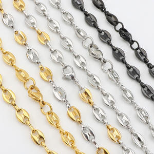 Chaîne en acier inoxydable plaqué <span class=keywords><strong>or</strong></span> <span class=keywords><strong>18</strong></span> <span class=keywords><strong>carats</strong></span> 2026, motif grain <span class=keywords><strong>de</strong></span> café, 6MM 8MM 9MM, Bijoux <span class=keywords><strong>de</strong></span> mode pour hommes et femmes, Vente en gros - Product Image 4