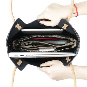 Bolsos de mano de punto AndoBag para mujer, bolso de hombro de viajero de cuero genuino, bolso de gran capacidad <span class=keywords><strong>1864</strong></span> - Product Image 5