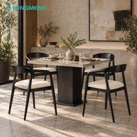 Ensemble de salle à manger en bois minimaliste moderne avec chaises en cuir PU et structure en fer, mobilier commercial pour restaurant, café, hôtel