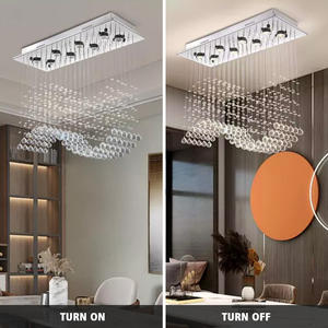 Led Éclairage <span class=keywords><strong>de</strong></span> <span class=keywords><strong>luxe</strong></span> <span class=keywords><strong>de</strong></span> haute qualité Table à manger rectangulaire K9 Crystal Raindrop Luminairesuspen Modern Maison Chandelier Pendentif - Product Image 3