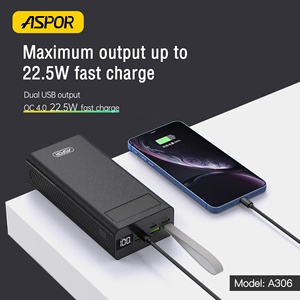 Aspor A306 10000mAh 20000mAh 30000mAh 50000mAh ngân hàng điện LCD hiển thị 22.5W + 20W PD công suất lớn sạc nhanh Powerbank - Product Image 3