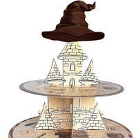 Support à gâteau multi-niveaux Citrouille d'Halloween décoré avec des plateaux à gâteau en papier 3D pour l'affichage de biscuits lors de fêtes et de Noël