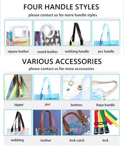 Özel Logo Holografik Şeffaf Çanta Su Geçirmez Şeffaf Lazer PVC Alışveriş Çantası Hediyeler İçin - Product Image 5