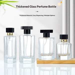 Altıgen Şeffaf Cam Parfüm Şişesi 50ml 100ml Siyah Kapaklı İnce Sis Spreyi Doldurulabilir Seyahat Boyu Kozmetik Kabı - Product Image 1