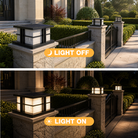Lampe de poteau extérieure solaire moderne, indice de protection IP65, lampe à pilier LED avec motif marbré pour l'éclairage des clôtures de jardin et des patios