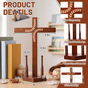 Wooden Ring Storage Rack Baseball <b>Medal</b> <b>Display</b> Stand Desktop Multi Purpose Retro Color - Product Image 3