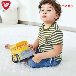 Playgo mobil mainan plastik Unisex, mobil sekolah kota BUS kuning