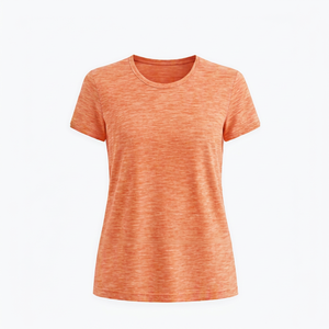 เสื้อกล้ามผู้หญิงแบบขายส่ง OEM คอกลม แขนสั้น ทรงหลวม สีพื้น สำหรับออกกำลังกายและสวมใส่ลำลอง แห้งเร็ว ด้านหน้าเป็นผ้าแห้งเร็ว - Product Image 4
