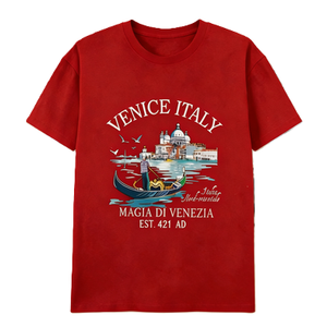Camiseta con gráfico del paisaje de Venecia, Italia, con diseño de góndola, recuerdo de viaje vintage, camiseta Magia Di <span class=keywords><strong>Venezia</strong></span>. Camiseta Oversize de Algodón de Manga Corta Estilo Urbano Casual - Product Image 5