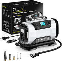 AC/DC 220V/12VTyre Auto gonfleur cylindre en métal 100w 150psi numérique Portable voiture vélo pneu ballon Air lit gonfleur