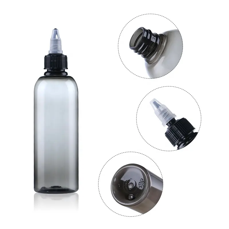 Reise größe Schwarz Leer 120ml Kosmetische Haaröl flasche PET PCR Mit Twist Cap