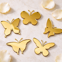 Décoration de gâteau personnalisée en acrylique doré en forme de papillon, miroir gravé, pour anniversaire, accessoire de fête