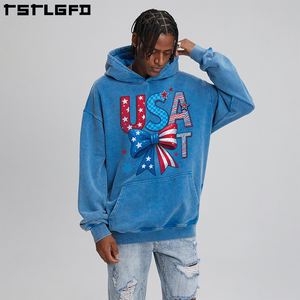 Sweats à capuche vintage personnalisés 100% coton, poids lourd, délavés à l'acide Pull court à capuche en coton biologique pour hommes - Product Image 2