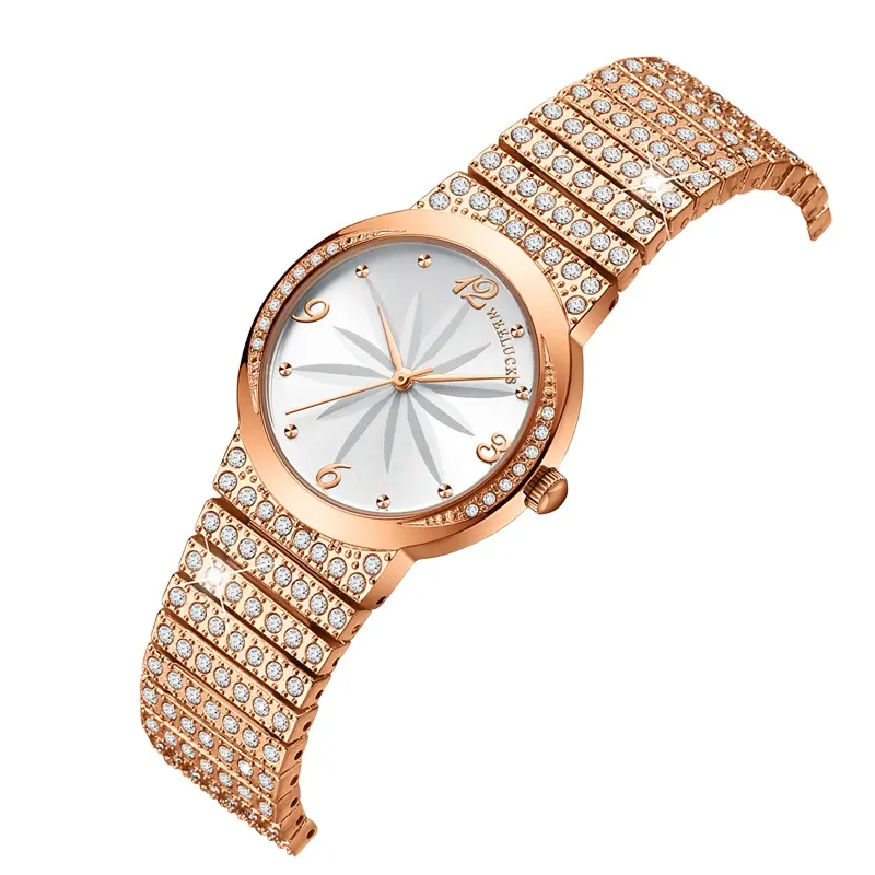 Hot Fashion Women Luxury Diamond Watches Bracelet Ladies Quartz Watch Rose Gold Womens Wristwatch Shiny Crystal Reloj Mujer