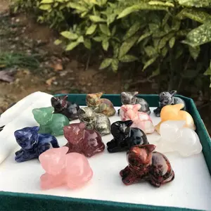 Nuovi arrivi 40mm cristalli artigianato pietre curative intagliato naturale mix colore quarzo cristallo sdraiato gatti statuette per regalo