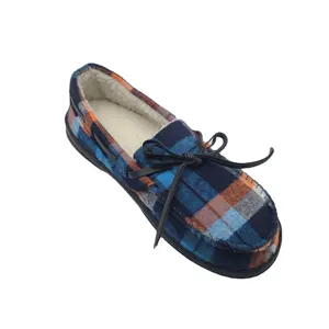 Classical Woman Ladies Indoor House Bedroom Plaid Pattern Fashion Slipper With Gel Insole for Retail and Wholesale