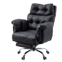 Chaise de bureau exécutive rembourrée pivotante et coulissante avec repose-pieds en cuir PU et structure métallique pour le bureau à domicile
