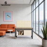 Paravent mobile SpaceUnited avec étagère de rangement, multiprise intégrée et ports USB pour bureau