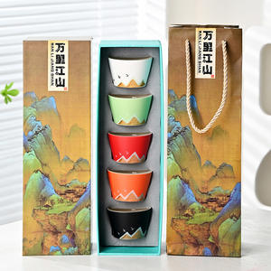 Hand Painted Ceramic Tea Cup Set Traditional Chinese Style Floral Pattern Dehua Origin Gift Box Packaging Present - Product Image 3