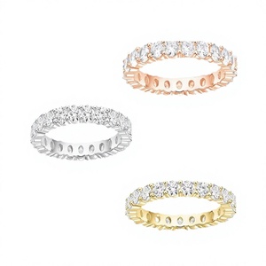 Fashion Jewelry S925 Sterling <b>Silver</b> 18k Rose Gold Plated Brilliant Cut Zircon Wedding Engagement Trendy <b>Eternity</b> Band <b>Rings</b> - Product Image 2