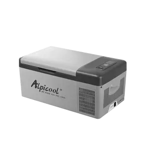 Alpicool C15迷你15.3l电池可选DC 12V 24v便携式冰箱电动冷却器野营车冰箱冰柜