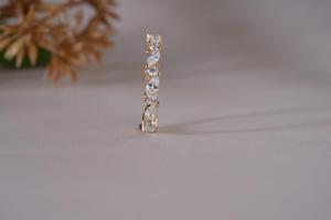 Anillo de Oro con Corte Marquesa, Joyería de Lujo Apilable para Bodas y Aniversarios |    Elegante Anillo de Diamantes Eternos para Mujer - Product Image 6