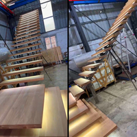 Marches d'escalier flottantes en chêne massif au design moderne pour escaliers en colimaçon de villa, usage domestique et hôtelier