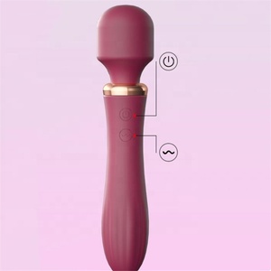 USB Rechargeable 10-Vibration Waterproof Silicone Heating Wand Massage <strong>Double</strong>-<strong>Head</strong> G-Spot Vibrator <strong>Dildo</strong> - Product Image 3