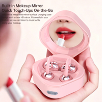 Écouteurs intra-auriculaires à clip d'oreille avec miroir de maquillage, étui de chargement, traduction IA, magnétique, HD, 200 mAh, BT 6.0, 5756T V6.0 pour femmes, voyage, appels