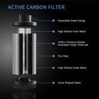 Système de ventilation avec filtre à air en carbone de 6 pouces, ventilateur à haut débit d'air (CFM) et contrôleur de vitesse, filtre à air en carbone pour tente de culture intérieure