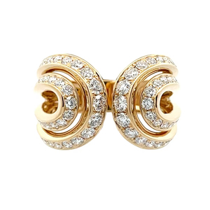 แหวนทองคำแท้ 18K รุ่น FirstMadam Au750 ประดับเพชรแล็บ ดีไซน์ซ้อน สำหรับผู้หญิง แหวนหมั้น - Product Image 1