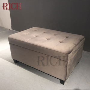 Brown Velvet <strong>Bedroom</strong> Storage Bench <strong>Stool</strong> Modern Bench Seating and Storage Tufted Fabric Ottoman Storage <strong>Stool</strong> - Product Image 3