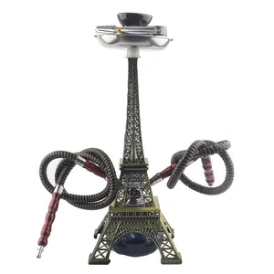 Haute qualité vente en gros deux tubes Shisha Hookah tour Eiffel narguilé Shisha sheesha fumer