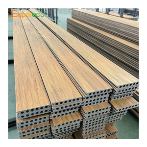 Hiện Đại 140x22 Mét Hollow WPC ngoài trời decking gỗ không thấm nước nhựa <span class=keywords><strong>composite</strong></span> sàn gỗ Xử lý bề mặt hạt chải - Product Image 1