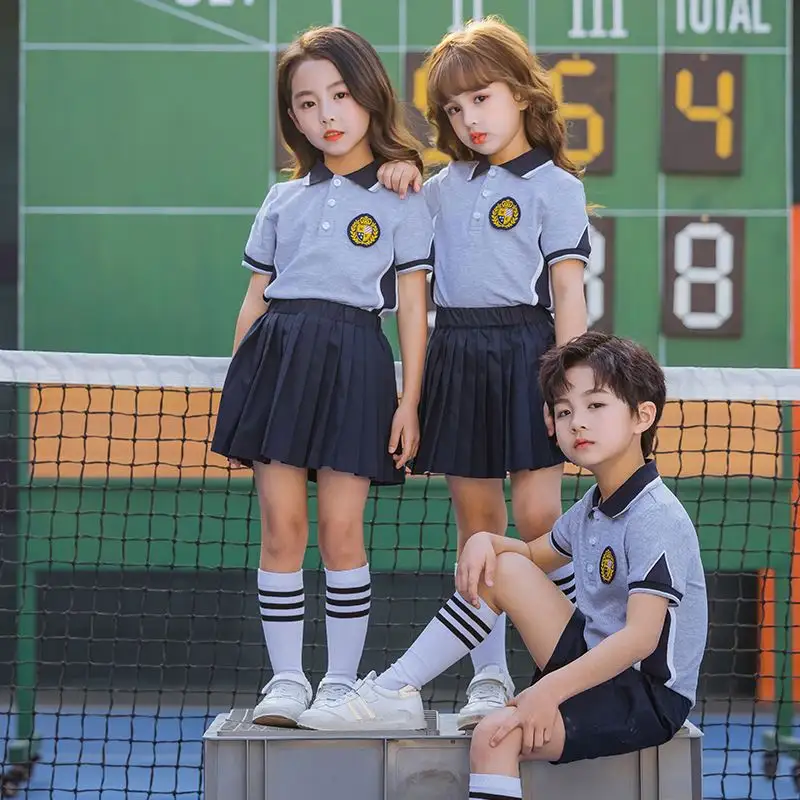 RG-5-16 años de verano para niños, camisetas de polo de 100% algodón, conjunto de uniforme escolar